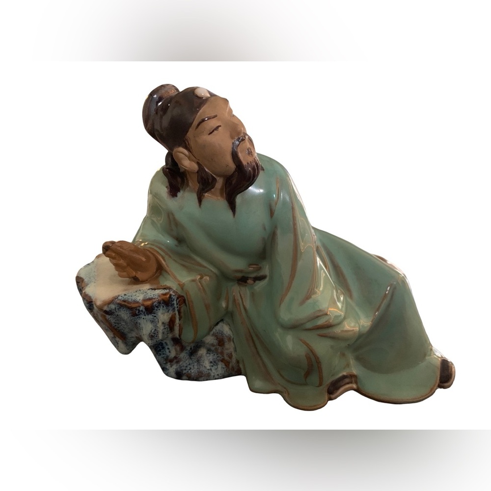 Vintage Li Bai‎ Tang Dynasty Poet Shiwan Chinese Mudman Porcelain Figurine